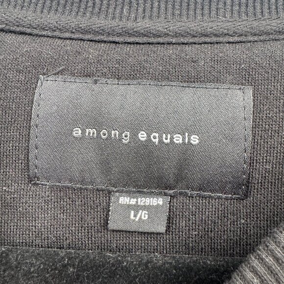 Among Equals Pull Over Men size Large L Black half zipper sides sweatshirt top - Picture 3 of 11